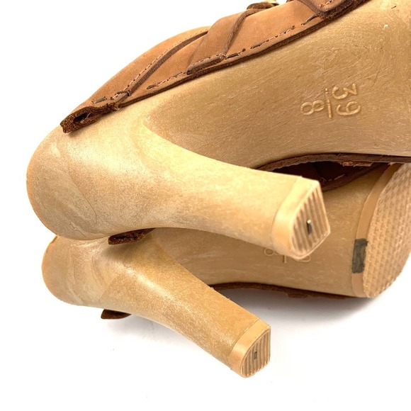 1960's Italian crafted nubuck leather heeled clogs - Picture 11 of 13